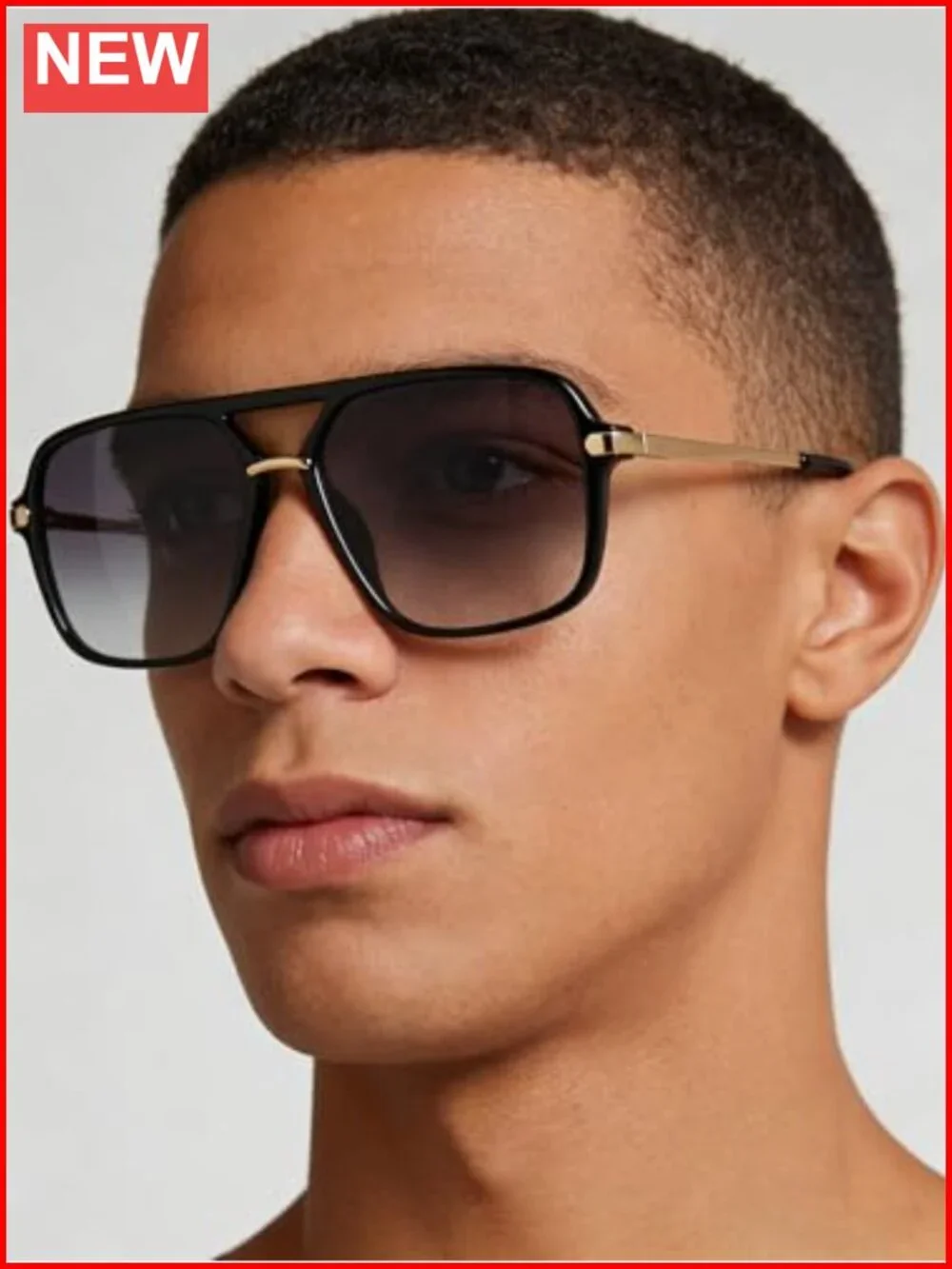 Retro Square Tinted Lens Aviator Sunglasses Tangle Free No Nose Piece for Women